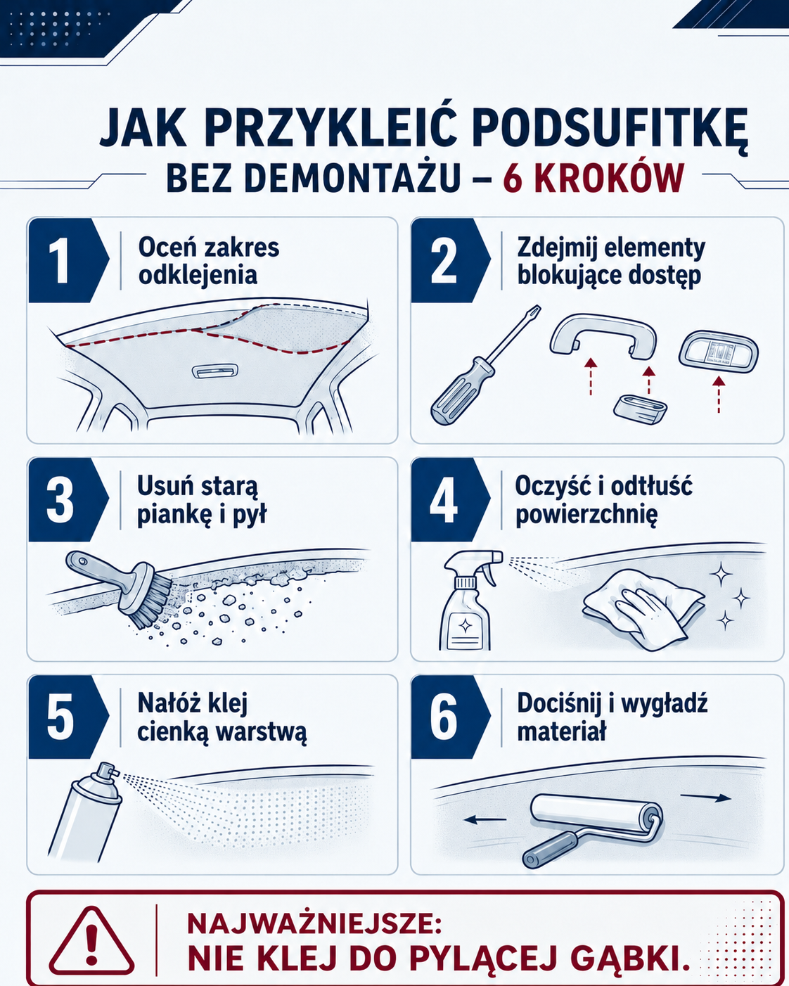 Jak przykleić podsufitkę bez demontażu - 6 kroków